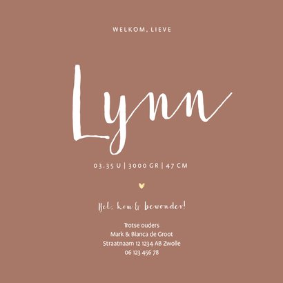 Geboortekaartje gouden sterren en hartjes aanpasbaar 3