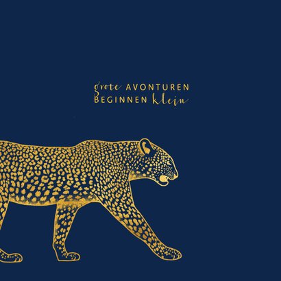 Geboortekaartje goudlook leopard aanpasbare kleur 2