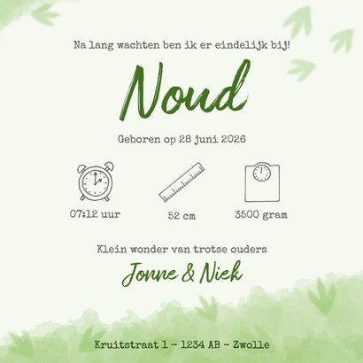 Geboortekaartje groen - Lieve kleine dinosaurus 3