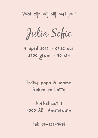 Geboortekaartje Haasje, aanpasbare kleur - WW 3