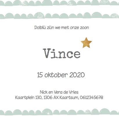 Geboortekaartje halve wolkjes mint groen - LO 3