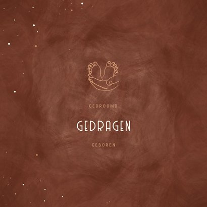 Geboortekaartje hand met voetjes lijntekening met foliedruk 2