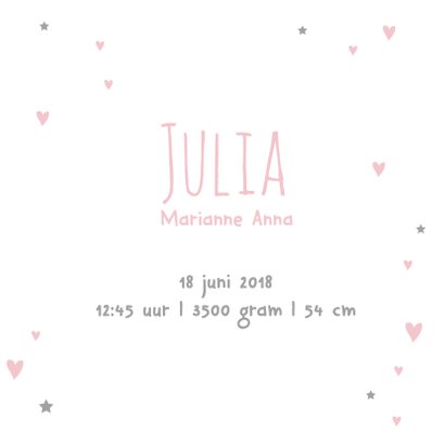 Geboortekaartje hart Julia 3