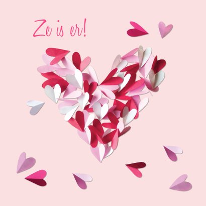 Geboortekaartje hart meisje confetti 2
