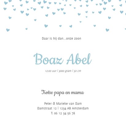 Geboortekaartje hartjes confetti 3
