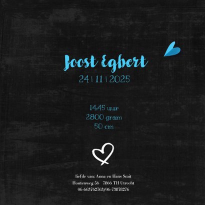 Geboortekaartje hartjes Joost 3