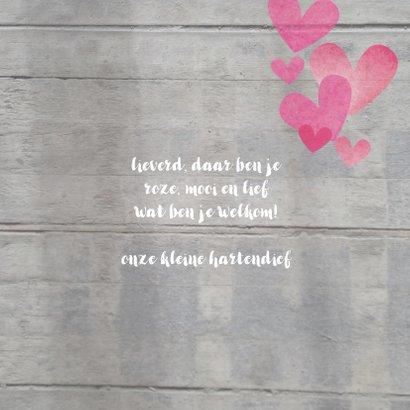 Geboortekaartje hartjes lief 2