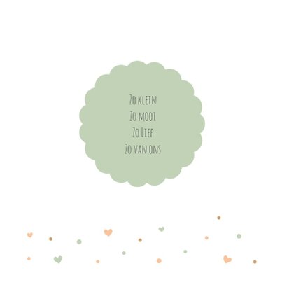 Geboortekaartje hartjes peach mint 2