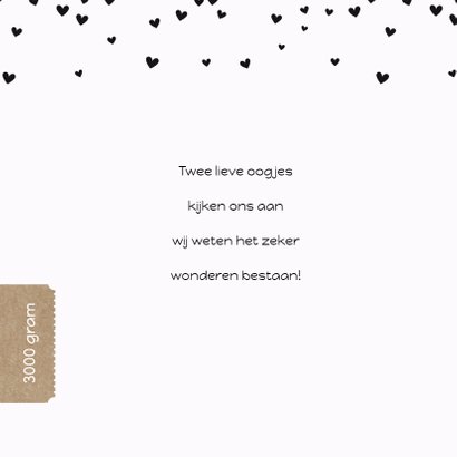 Geboortekaartje hartjes zwart 2
