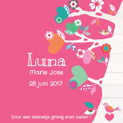 Geboortekaartje Hartjesboom Luna 3