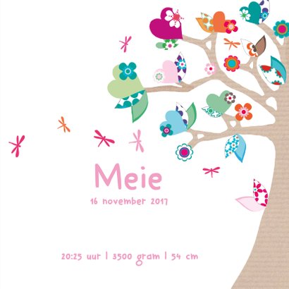Geboortekaartje hartjesboom Meie 3