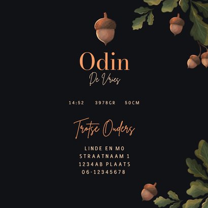 Geboortekaartje Herfstbladeren krans blauw 3