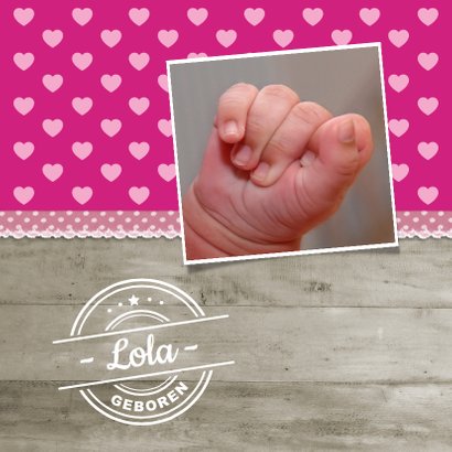 Geboortekaartje Hip Hout Roze 2