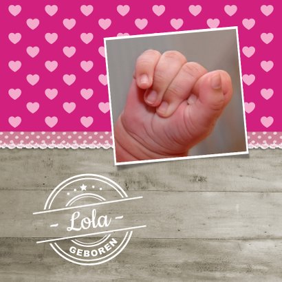 Geboortekaartje Hip Hout Roze 2