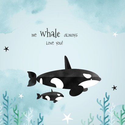 Geboortekaartje hip lief dieren orca zee ocean 2