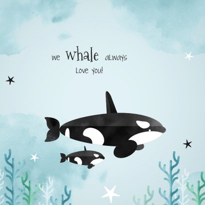 Geboortekaartje hip lief dieren orka zee oceaan  2