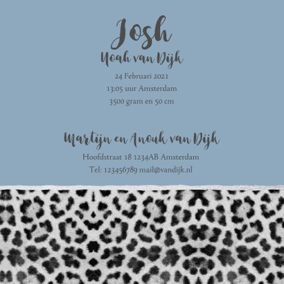 Geboortekaartje hip panterprint grijs fotostrip 3
