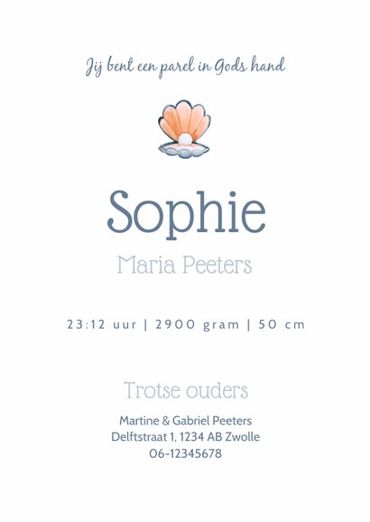 Geboortekaartje hip zee octopus meisje schelpjes hartjes 3