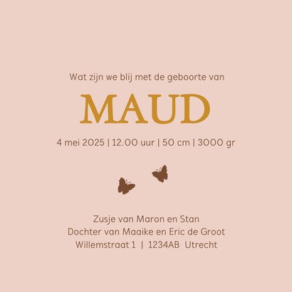 Geboortekaartje houten bakfiets zusje 3