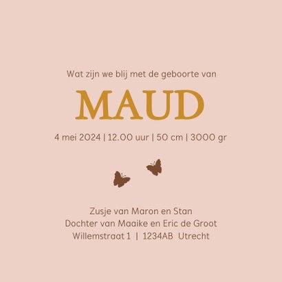 Geboortekaartje houten bakfiets zusje 3