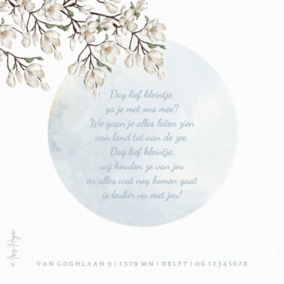 Geboortekaartje ijsbeer familie onder de maan en bloemen 2