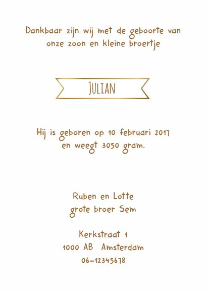 Geboortekaartje Jongen 3 - WW 3