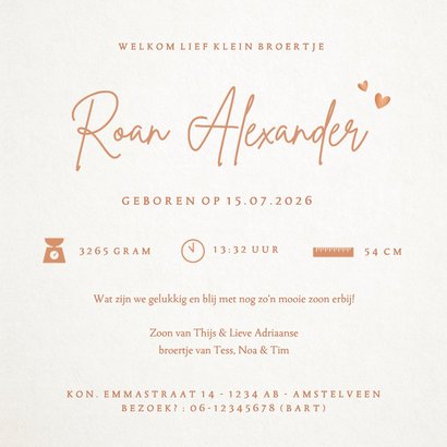  Geboortekaartje jongen 4e kindje met wiegje en zus en broer 3