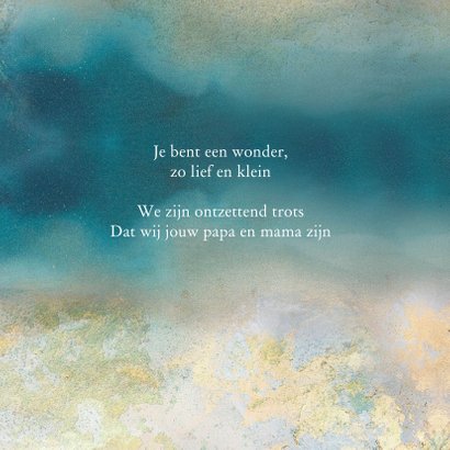 geboortekaartje jongen aquarel met gouden sterretjes 2
