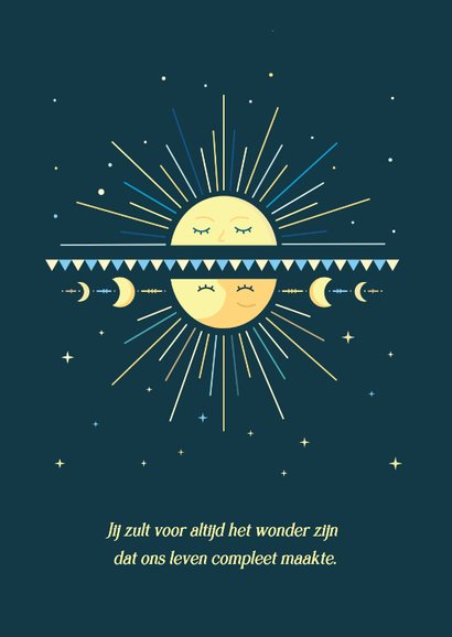 Geboortekaartje jongen astrologie met maan & zon symboliek 2