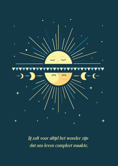 Geboortekaartje jongen astrologie met maan & zon symboliek 2