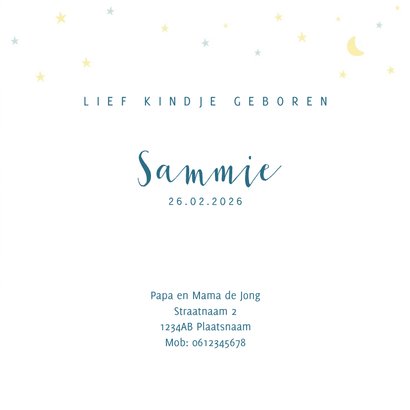 Geboortekaartje jongen blauw met een girafje 3