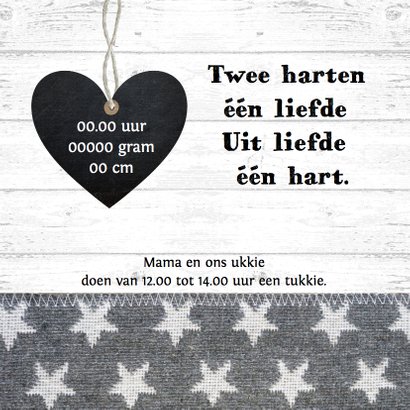 Geboortekaartje jongen foto hartje sterren 2
