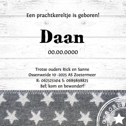 Geboortekaartje jongen foto hartje sterren 3