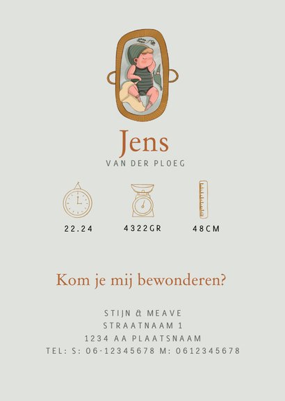 Geboortekaartje jongen in reiswiegje groen 3