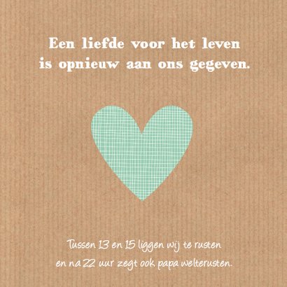 Geboortekaartje jongen kraft hart mint 2