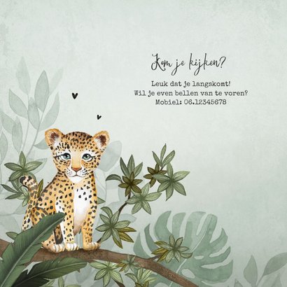 Geboortekaartje jongen luipaard botanisch groen jungle 2