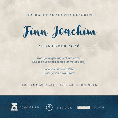 Geboortekaartje jongen Maan met silhouet van 3 kinderen  3