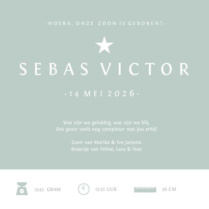 Geboortekaartje jongen met silhouet van 4 kinderen  3