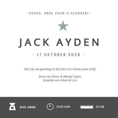 Geboortekaartje jongen met silhouet van grote broer en zus 3