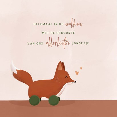 Geboortekaartje jongen met speelgoedvos 2