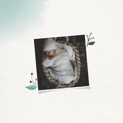 Geboortekaartje jongen met waterverf en takjes 2