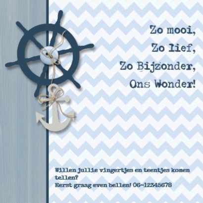 Geboortekaartje jongen nautical 2