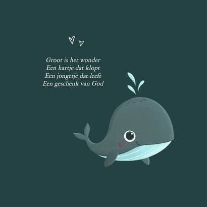 Geboortekaartje jongen oceaan walvis foto hartjes 2