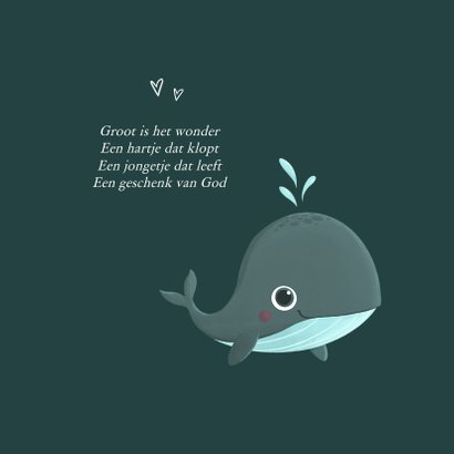Geboortekaartje jongen oceaan walvis foto hartjes 2
