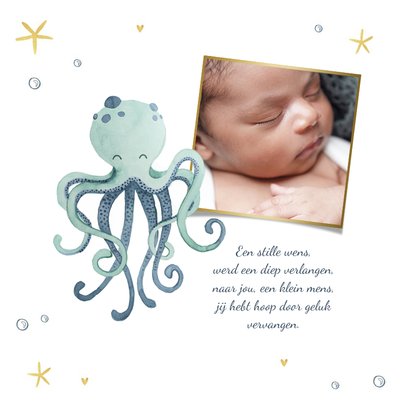 Geboortekaartje jongen octopus oceaan sterren hartjes 2