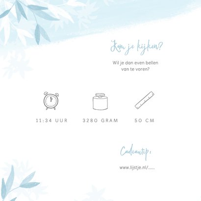 Geboortekaartje jongen olifant dieren blauw illustratie 2