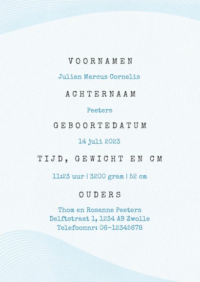 Geboortekaartje jongen paspoort made with love stempels 2