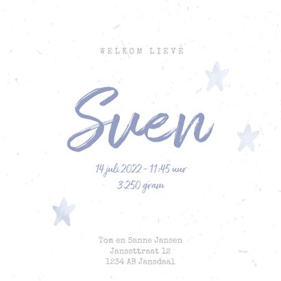 Geboortekaartje jongen stempel sterretjes 3