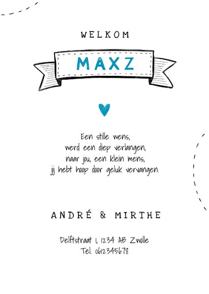 Geboortekaartje jongen stoer illustraties doodle foto 3