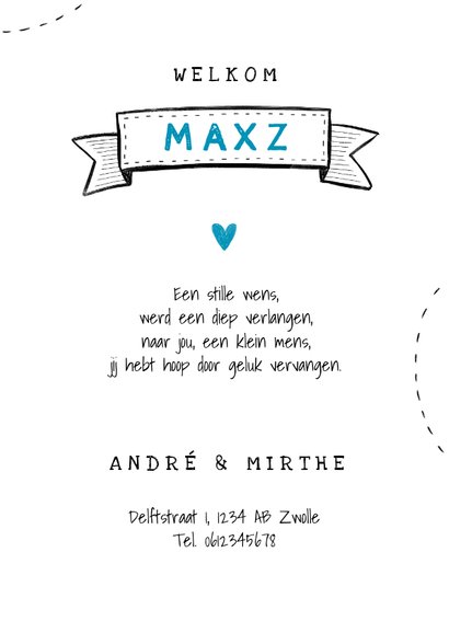 Geboortekaartje jongen stoer illustraties doodle foto 3